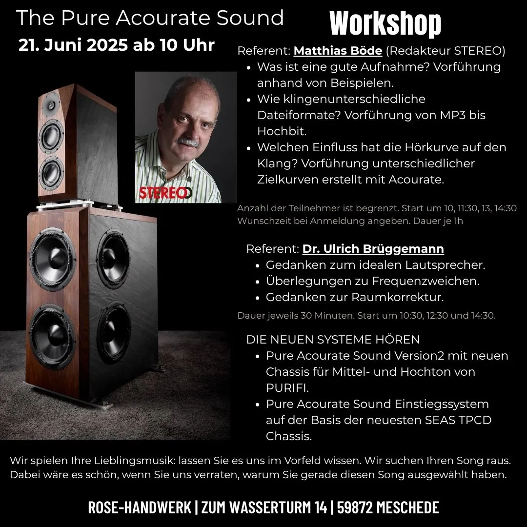 the pure acourate Sound Workshop Details